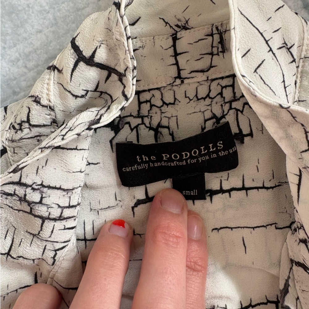 The Podolls Black & White Printed Silk Blouse